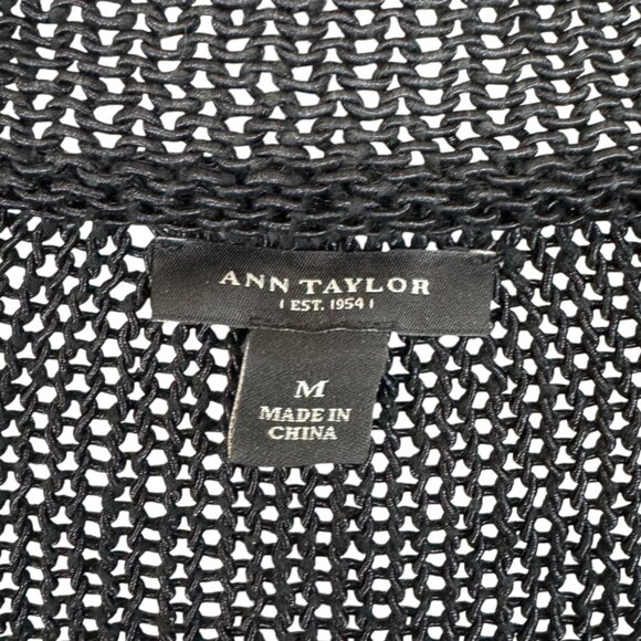 Ann Taylor Black knit single button blazer style sweater Size M - Picture 4 of 11
